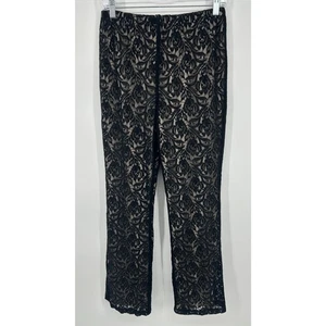 Vintage 90s Y2K Cervelle Black Stretch Lace Overlay Floral Pant Size M - Bild 1 von 4