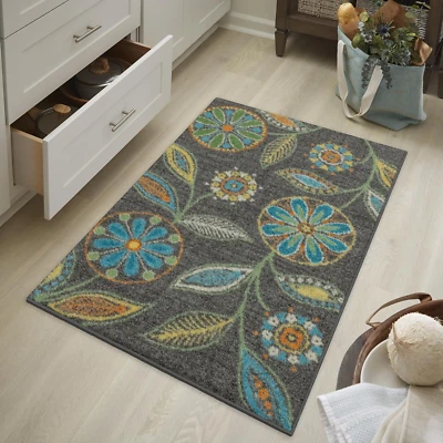 Reggie Floral Kitchen Rugs Non Skid Accent Area Carpet [Made in USA], Multi, 2'6 - Image 1 of 4