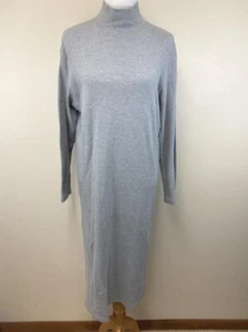 Vestido midi gris cuello falso J Crew M vintage manga larga modesto años 90 - Imagen 1 de 3