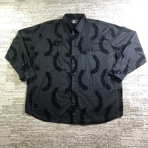 Vintage Coogi Men's Size 5X 40 Years Black Flocked Embroidered Button Shirt - Picture 1 of 13