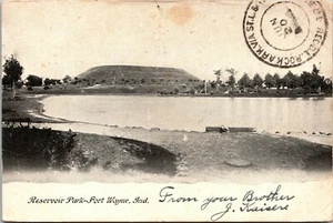 Tarjeta postal Reservoir Park Fort Wayne Indiana IN Capitol Fire Insurance Co AR 1906 - Imagen 1 de 2