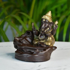 Golden Ganesh Resin Decor by Sowpeace – Unique 9.5cm Figurine for Home/Gift - Picture 1 of 7
