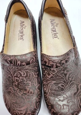Alegria Kel-433 Zapatos Mocasines Sin Cordones Marrón Cuero Flor Repujado EU 38 Foto 1 de 4