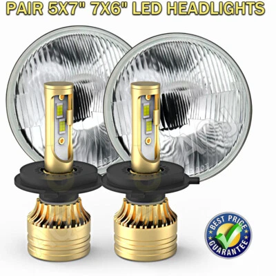 Fit Plymouth Duster 340 1970-1975 7" inch Round LED Headlights Hi/Low Beam H4 Foto 1 de 4