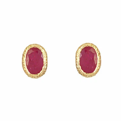 1.26 Ct Ruby Anniversary Bezel Earrings 10K Solid Yellow Gold - Image 1 of 3