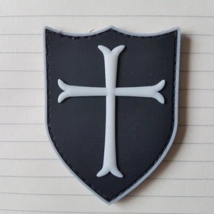 3D PVC CROSS CRUSADER SHIELD NAVY SEAL DEVGRU USA BADGE RUBBER HOOK PATCH GLOW - Picture 1 of 5