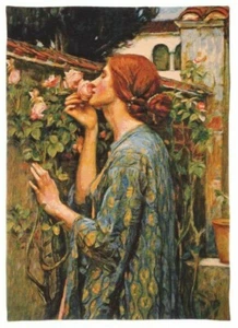 WATERHOUSE SOUL OF THE ROSE, 99CM X 71CM LINED BELGIAN TAPESTRY WALL HANGING - Picture 1 of 9