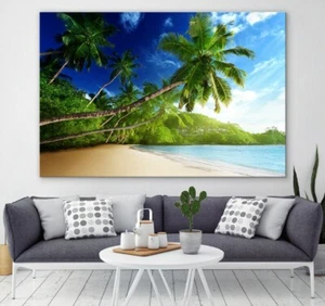 Arte de pared de playa | lienzo exótico | Impresión de pintura de lona de palmera sin enmarcar - Imagen 1 de 2