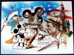 ST THOMAS & PRINCE WALT DISNEY STAMPS SS 2001 MNH WALT MICKEY MOUSE DONALD DUCK - Picture 1 of 1