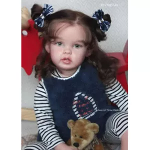 30 Zoll bemalte Reborn Baby Puppe fertig Kleinkind Mädchen verwurzeltes Haar Stoffkörper Geschenke - Bild 1 von 3