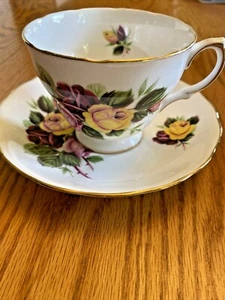 Royal Vale - Ridgway Potteries Pedestal Teacup & Saucer - Multi Roses - England - Picture 1 of 10
