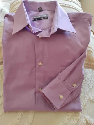 Camisa de vestir Geoffrey Beene talla 17 32/33 púrpura manga larga sin arrugas Foto 1 de 2