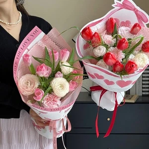 10pcs/set Pink Bouquet Wrapping Paper Floral Material Packaging Gifts - Picture 1 of 12