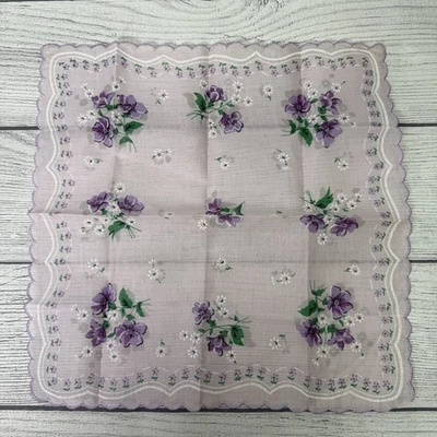 Pañuelos vintage nuevos damas lavanda púrpura flores florales Foto 1 de 4
