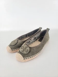 Tory Burch Mujer Cuero Alpargata Ballet Planas Sin Cordones Verde Militar Talla 8 - Imagen 1 de 12
