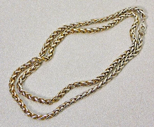 Collana catena di grano vintage 30" tono oro e argento - Foto 1 di 7