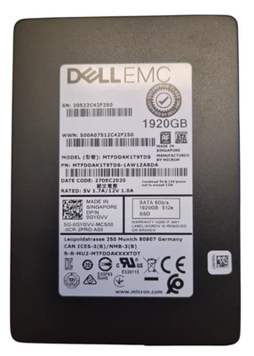 Dell EMC 1920GB 1,92TB SATA SSD 2.5" Micron MTFDDAK1T9TDS Server Festplatte - Bild 1 von 3