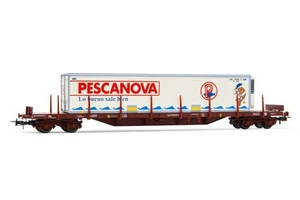 Electrotren MMQ 4achsige Rungenwagen, bel. Kühlcont. PESCANOVA, RENFE,Ep.IV 6034 - Picture 1 of 1