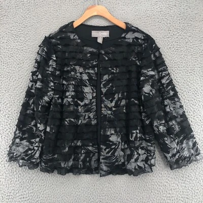 Chaqueta Chicos Mujer 0 US Pequeña Negra Plateada Viajeros Volantes en Niveles Manga 3/4 Foto 1 de 4