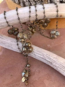 Chan Luu * Beautiful * Pyrite Cluster Long Dangle Necklace - Picture 1 of 13