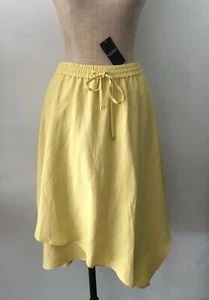 Ralph Lauren Plus 2X NWT $145 Full Skirt Linen blend Yellow w Asymmetric Hem NEW - Picture 1 of 5