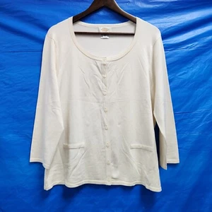 Talbots Damen Seidenmischung Pullover Strickjacke Größe XL Creme Careerwear - Bild 1 von 7