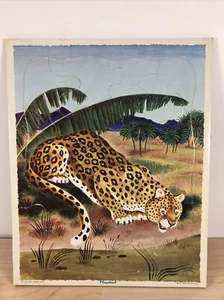 LEOPARD Frame-Tray Puzzle Playskool Golden Press 80-1C Jungle Vintage Kids Nice - Picture 1 of 10