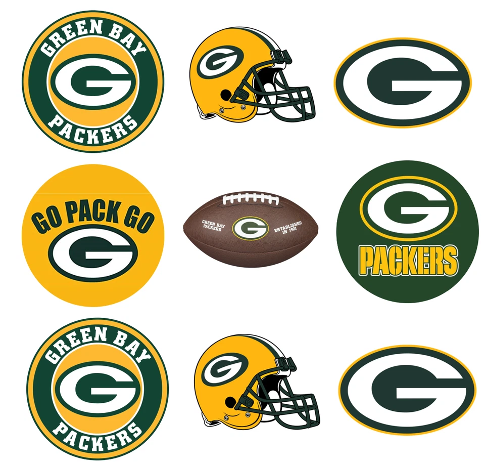 Toppers de imágenes comestibles de Green Bay Packers. Pegatinas precortadas redondas comestibles. Foto 1 de 1