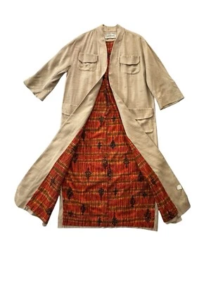 Abrigo vintage BETTY ROSE Slubby de lino, beige marrón claro, pequeño, años 50’s Foto 1 de 4