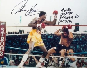 HEARNS - DURAN - REIMPRESIÓN DE FOTO FIRMADA BRILLANTE 8 X 10 - Imagen 1 de 1