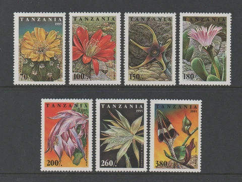 TANZANIA 1995 CACTUS FLOWERS Set of 7v *VF MNH* Cover