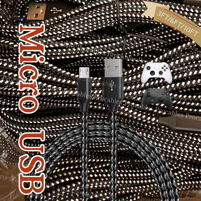 Lote de cable cargador rápido micro USB cable de datos resistente para Samsung Android PS4 Foto 1 de 4