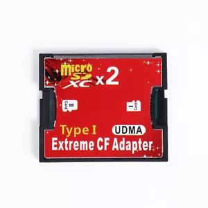 Dual 2 port Micro SD SDHC to Compact Flash CF 1 Type I Card Adapter Converter - Picture 1 of 24
