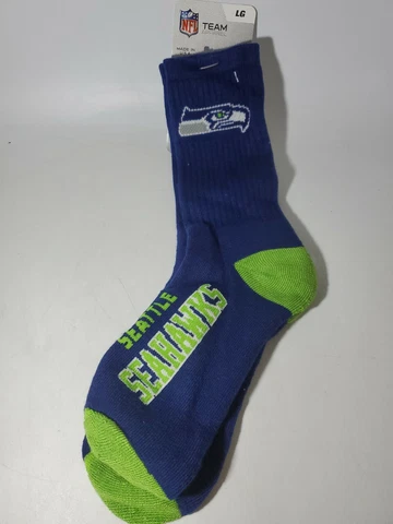 1 PAIR Seattle Seahawks NFL Crew Cut Socks Large 10-13 Men New Cover