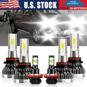 6x LED Headlight Hi/Low + Fog Light Bulbs For Hyundai Santa Fe Sport 2017 2018 - Picture 1 of 12