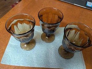 Noritake Provincial Smokey Brown Footed Goblet Water Glass Set of 3 4oz - Picture 1 of 5