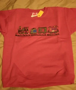 XS 4-5 RED Sweatshirt Fabric fiber Print Train on front 277205 - Picture 1 of 1