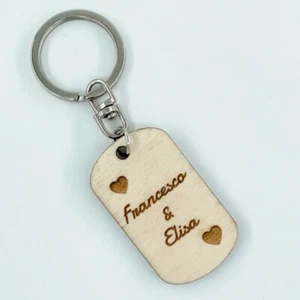 Portachiavi in legno personalizzato con incisione tipo medaglietta - Picture 1 of 1
