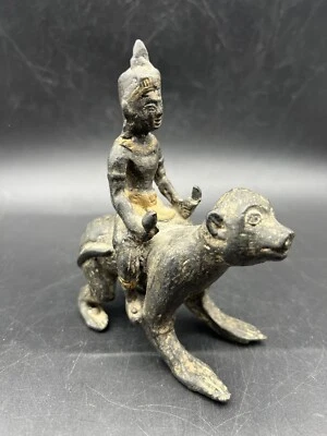 Macaco Vanara antigo tailandês Birmânia bronze bodhisattva montando 5,25" de altura - Imagem 1 de 4