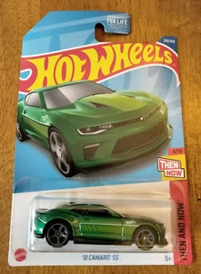 2021 Hot Wheels Then And Now '18 CAMERO SS green - Picture 1 of 6