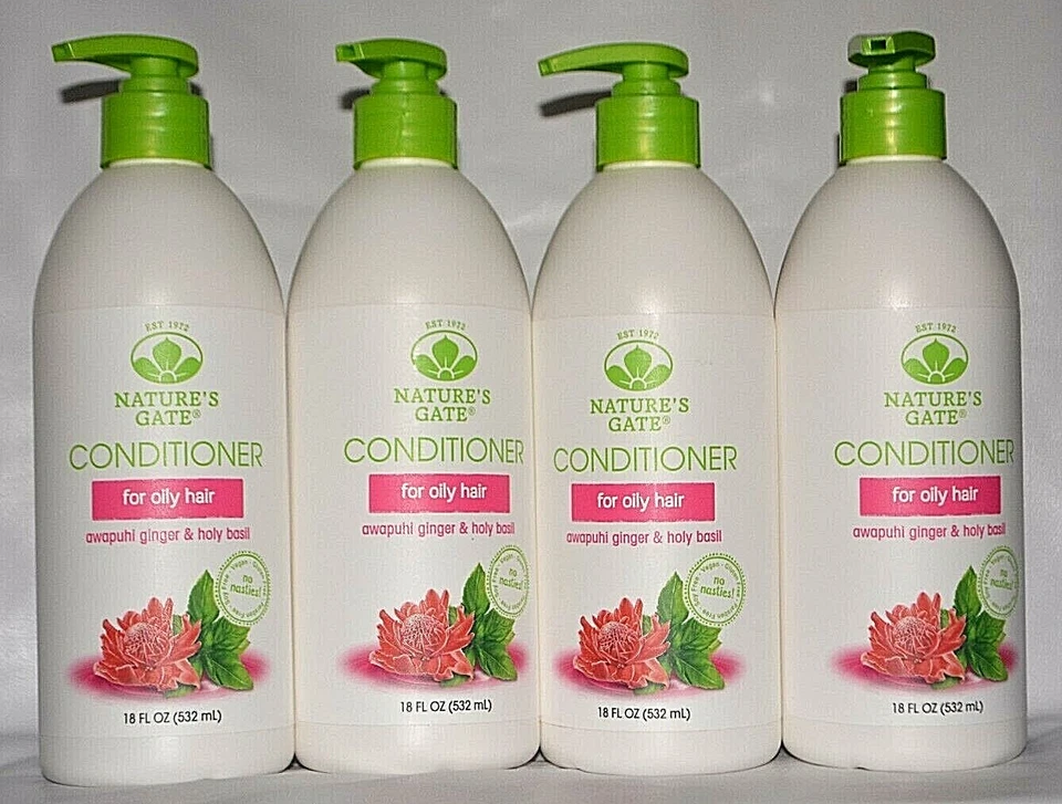 4 ACONDICIONADOR NATURE'S GATE PARA CABELLO GRASO AWAPUHI JENGIBRE Y ALBAHACA SAGRADA 18 OZ EA. Foto 1 de 1
