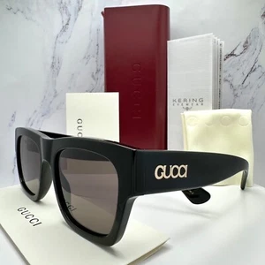GUCCI Sunglasses New Black Gold Letter Logo Italy Men’s Square GG1793S 001 54mm - Picture 1 of 17