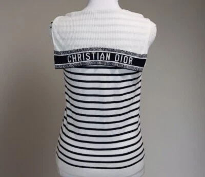 Suéter Christian Dior Mariniere Náutico Rayas Cuello Marinero Sin Mangas Logo 6 Foto 1 de 4