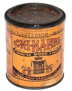 Vintage CHI-NAMEL finitura legno cinese 1 pinta latta Ohio vernice co - Foto 1 di 10