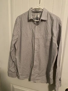 Camisa de vestir Old Navy para hombre calce ajustado blanca con azul marino X's con bolsillo talla grande - Imagen 1 de 8