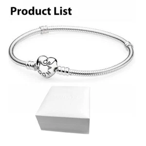 PANDORAMoments Heart Clasp Snake Chain Bracelet S925 Sterling Silver 590719+BOX - Picture 1 of 7