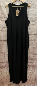 Natural Life Womens Knit V Neck Jumpsuit Size OS Charcoal Boho Hippie Oversized - Picture 1 of 5