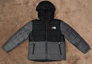 The North Face Jacket Boys Large Size 12 Black Gray Reversible Sherpa Mt Chimbo - Picture 1 of 7