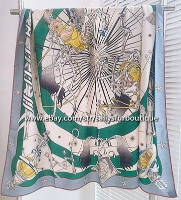 Sallys 70% Cashmere 30% Silk Wrap Scarf Skull Horse Print Double Face Shawl 53" - Image 1 of 4