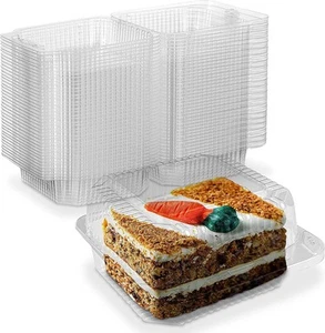 Cake Slice Container 5.25" x 5.63" x 3.17" - Clear Square Plastic Containers ... - Picture 1 of 7